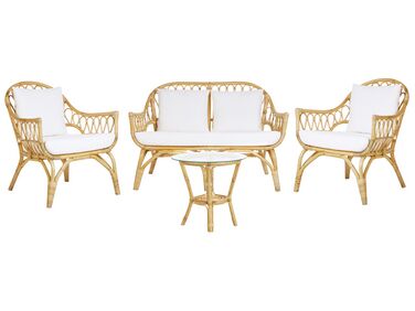 Garden Lounge Set with Table 4 Seater SIBARI Natural Rattan