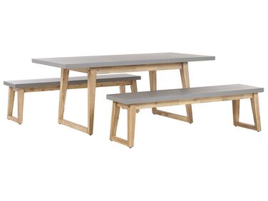 Garden Dining Set with Benches 6 Seater ORIA Grey Concrete