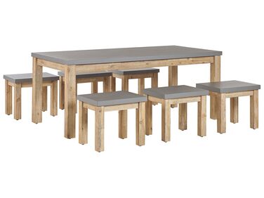 Garden Dining Set with Stools 6 Seater OSTUNI Grey Concrete