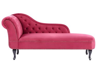 Linksseitige Chaiselongue NIMES Samtstoff Burgunderrot