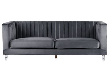 Sofa 3-Sitzer ARVIKA Samtstoff Dunkelgrau