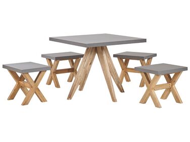 Gartenmöbel Set mit Hockern 4-Sitzer OLBIA Grau Beton