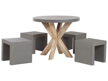 Garden Dining Set with Stools 4 Seater OLBIA/TARANTO Grey Concrete