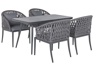 Garden Dining Set 4 Seater LIPARI Grey Metal with Cushions