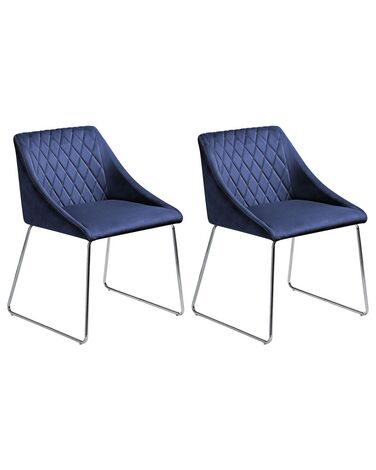 Esszimmerstuhl 2er Set ARCATA Samtstoff Marineblau