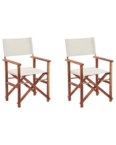 Gartenstuhl 2er Set CINE Akazienholz Cremeweiß