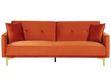 Schlafsofa 3-Sitzer LUCAN Samtstoff Orange