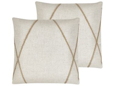 Dekokissen 2er Set LICUALA 45 x 45 cm Beige Geometrisches Muster