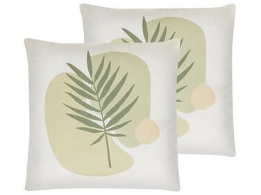 Dekokissen 2er Set MICROSORUM 45 x 45 cm Hellgrün Pflanzenmuster