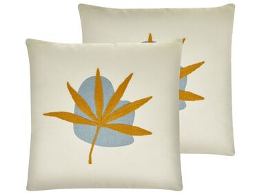 Dekokissen 2er Set DAVALLIA 45 x 45 cm Beige Pflanzenmuster