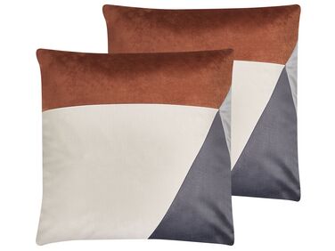 Dekokissen 2er Set CAMPSIS Samtstoff 45 x 45 cm Bunt Geometrisches Muster