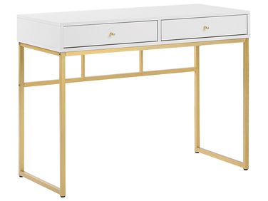 Console Table DAPHNE White/ Gold 100 cm 48 cm with Drawers