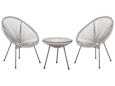 Bistro Set ACAPULCO II Polyrattan Hellgrau