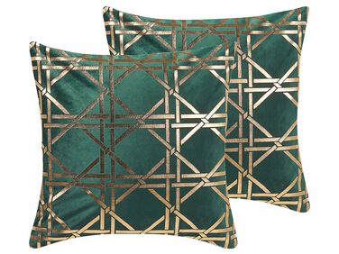 Dekokissen 2er Set CASSIA 45 x 45 cm Dunkelgrün Geometrisches Muster