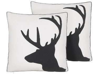 Dekokissen 2er Set SHADRACK Baumwolle 45 x 45 cm Weiß Weihnachtsmotiv