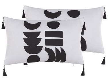 Dekokissen 2er Set LIRIOPE 30 x 50 cm Schwarz / Weiß Geometrisches Muster
