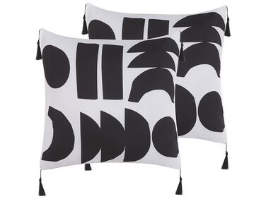 Dekokissen 2er Set LIRIOPE 45 x 45 cm Schwarz / Weiß Geometrisches Muster