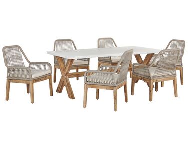Gartenmöbel Set 6-Sitzer OLBIA Beige inkl. Kissen