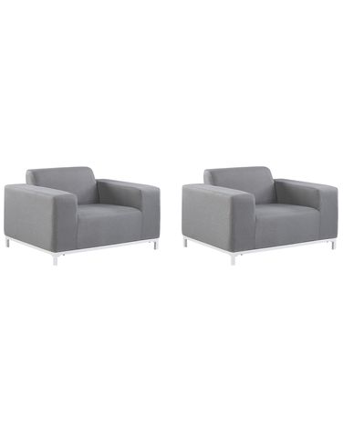 Gartensessel 2er Set ROVIGO Stoff Grau