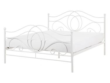 Bett mit Lattenrost Metall LYRA 140 x 200 cm Weiß