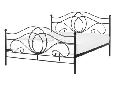 Bett mit Lattenrost Metall LYRA 140 x 200 cm Schwarz
