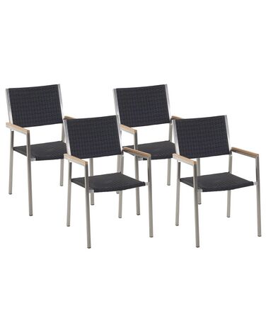 Gartenstuhl 4er Set GROSSETO Polyrattan Schwarz