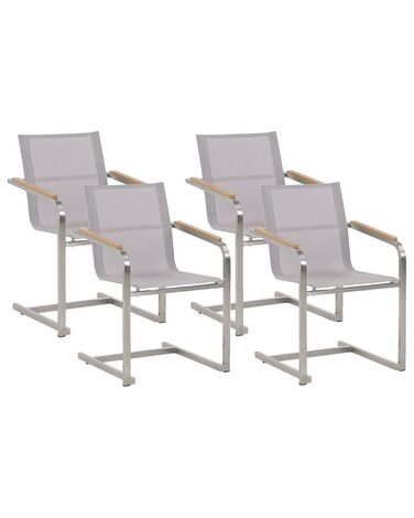 Gartenstuhl 4er Set COSOLETO Edelstahl Beige