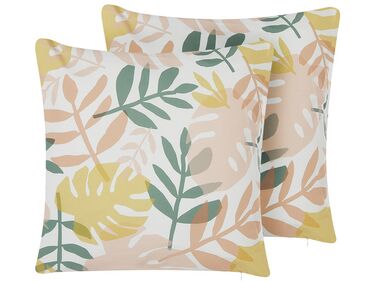 Gartenkissen 2er Set TEGEA Pflanzenmuster 45 x 45 cm Bunt