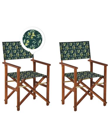 Gartenstuhl 2er Set CINE Akazienholz Dunkelgrün