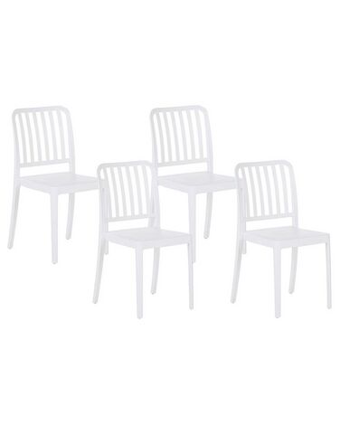 Gartenstuhl 4er Set SERSALE Kunststoff Weiß