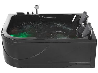 Corner Hot Tub with LED BAYAMO Left Hand 1700 x 1200 mm Black