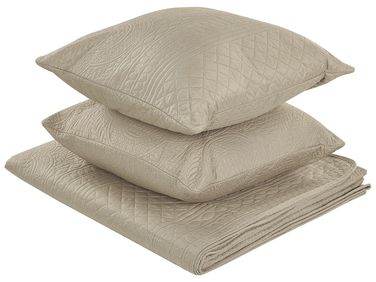 Bedspread with Cushions SHUSH 140 x 210 cm Taupe
