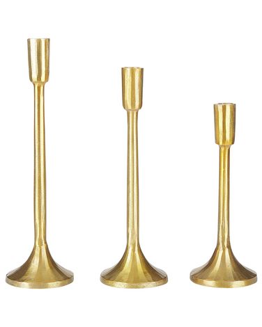 Kerzenständer 3er Set ZIMBABWE Metall 36 cm Gold