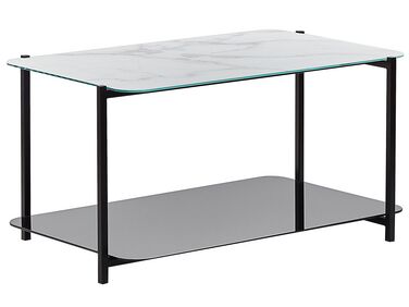 Couchtisch GLOSTER Sicherheitsglas Weißer Marmor