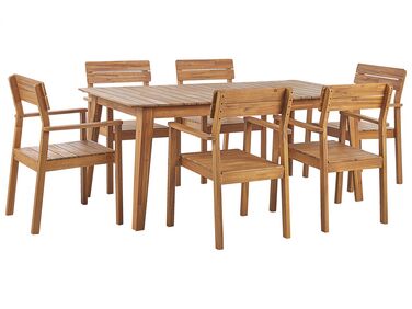 Garden Dining Set 6 Seater FORNELLI Brown Acacia Wood