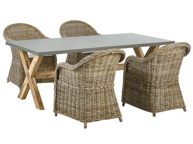 Garden Dining Set 4 Seater SUSUA/OLBIA Light Brown Concrete with Cushions