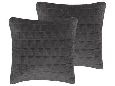Dekokissen 2er Set LALAM Baumwolle 45 x 45 cm Grau Geometrisches Muster