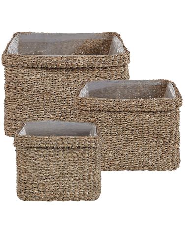 Set mit 3 Blumentöpfen RIVULINE Seegras 23/27/30 cm Naturfarben