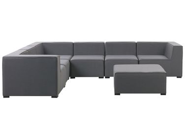 Garten Ecksofa mit Ottomane 7-Sitzer AREZZO rechtsseitig Grau modular