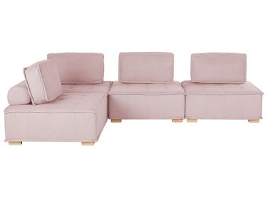Modular Corner Sofa 4 Seater TIBRO Right Hand Pink Fabric