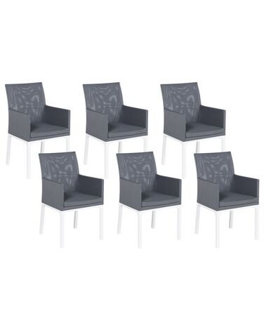 Gartenstuhl 6er Set BACOLI Stoff Dunkelgrau