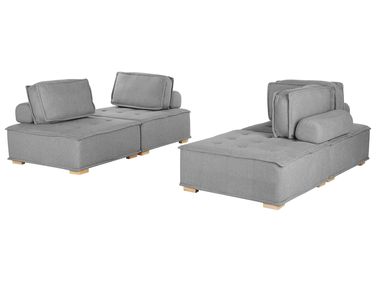 Modular Living Room Set 4 Seater TIBRO Grey Fabric