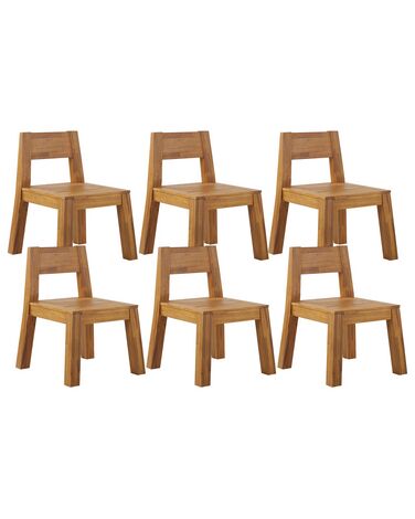 Gartenstuhl 6er Set LIVORNO Akazienholz Braun
