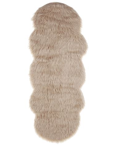 Faux Fur Rug MAMUNGARI Sand Beige 60 x 180 cm