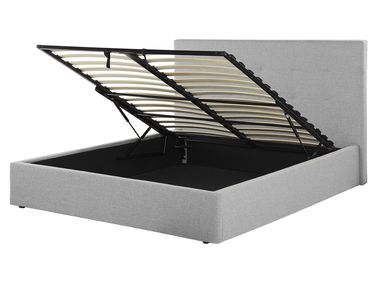 Ottoman Bed LORIENT Fabric Grey 160 x 200 cm (EU King Size)