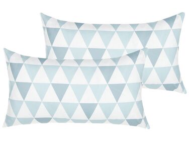Gartenkissen 2er Set TRIFOS Geometrisches Muster 40 x 70 cm Blau