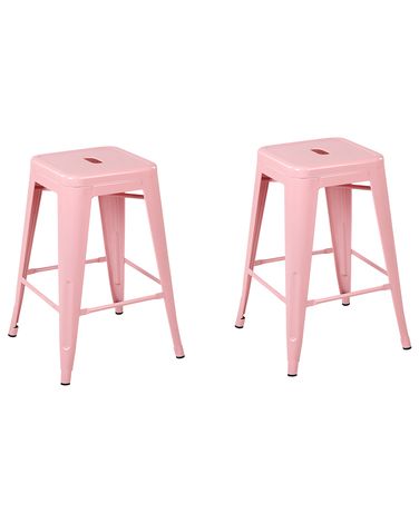 Set mit 2 Barhockern CABRILLO Metall Rosa