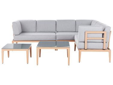 Garten Ecksofa mit Tisch 6-Sitzer RIMA III linksseitig Grau Metall modular