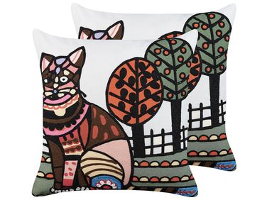 Dekokissen 2er Set MEHSANA Baumwolle 50 x 50 cm Bunt Tiermuster