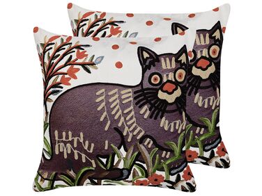 Dekokissen 2er Set PHUSRO Baumwolle 50 x 50 cm Bunt Tiermuster